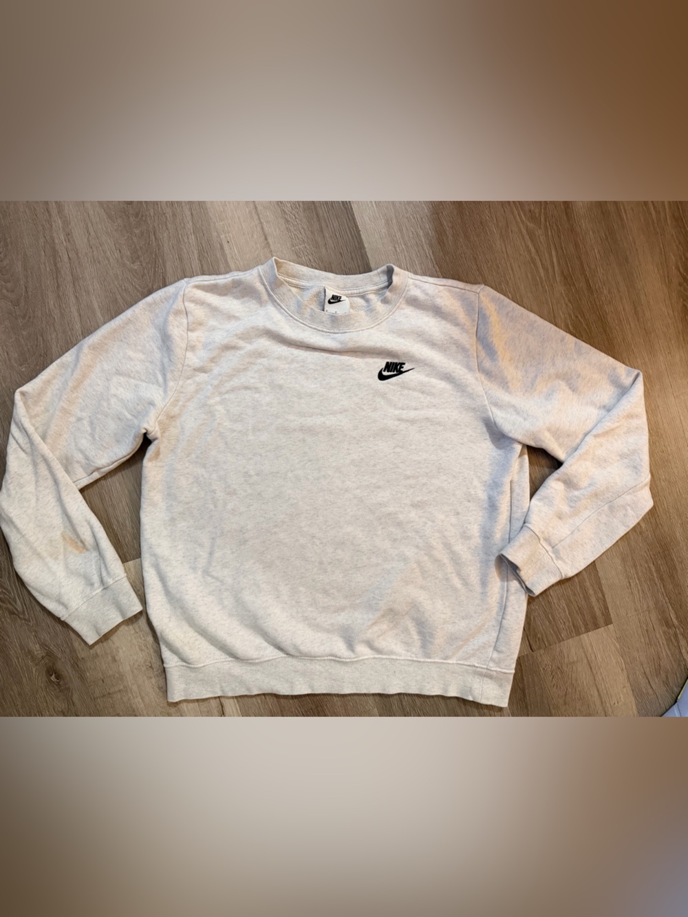 Nike Crewneck- Heather Light Gray Crewneck with Black Swoosh